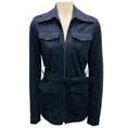 Load image into Gallery viewer, Victoria Beckham Navy Viscose Stretch Full Zip Jacket with Belt
