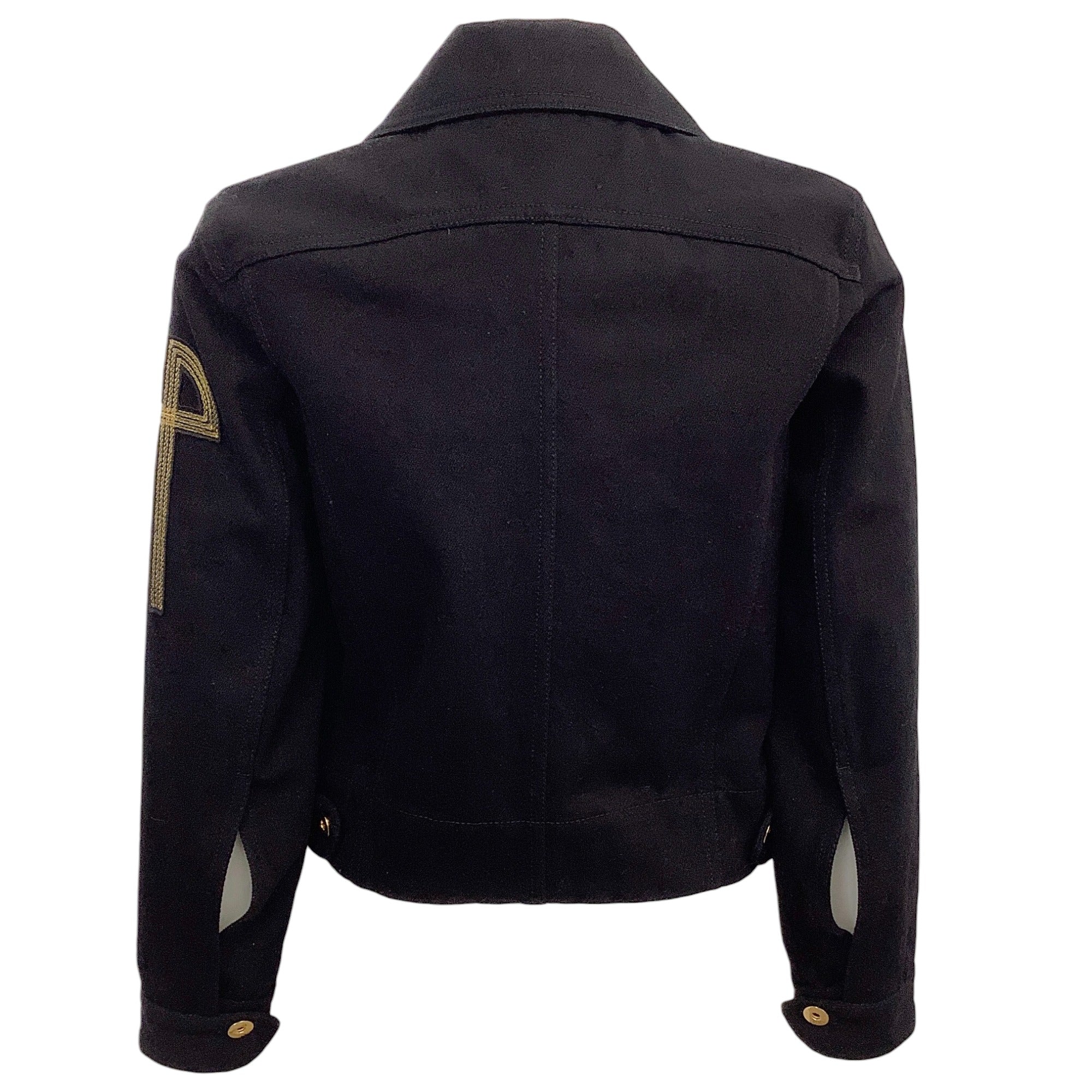Patou Black Denim Jacket with Gold Embroidery