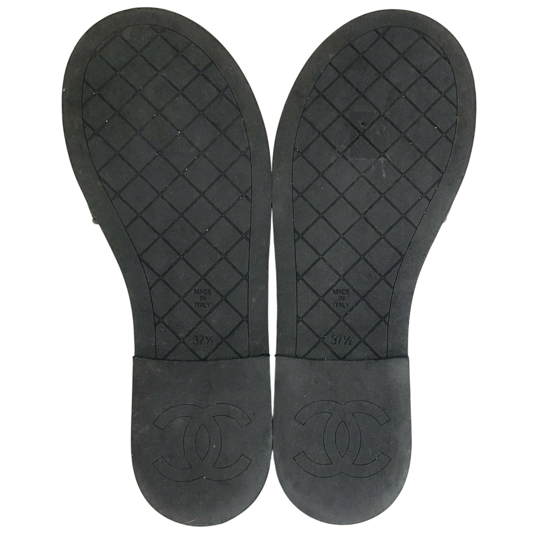 Chanel 2025 Black Quilted Leather Slide Sandals with Gold Logo