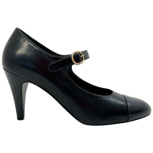 Chanel Black Leather Mary Jane Pumps