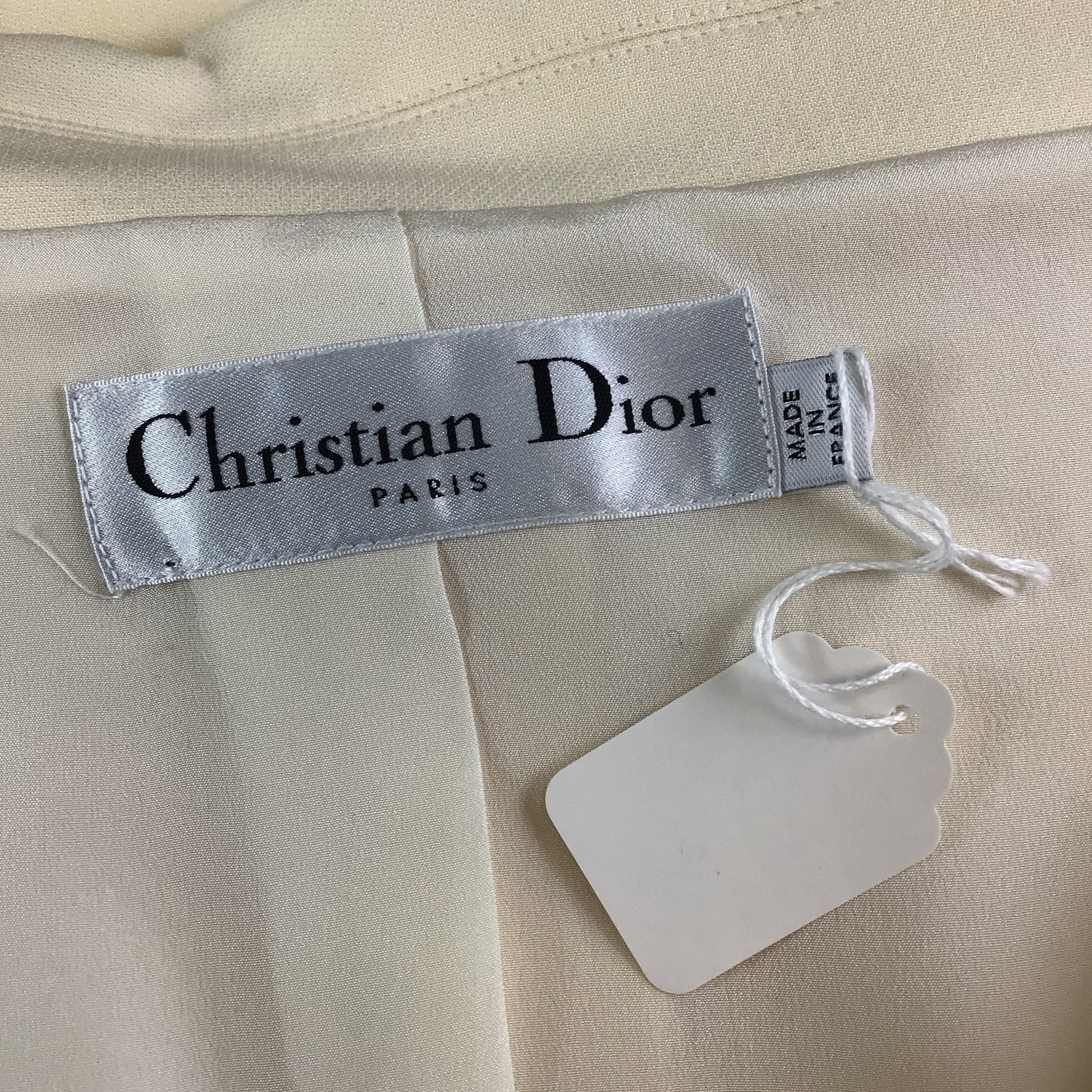 Christian Dior Ivory 2018 Wool and Silk Crepe Off-the-Shoulder Bar Jacket