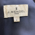 Load image into Gallery viewer, J. Mendel Navy Blue Leather Trimmed Sleeveless V-Neck Sheath Dress
