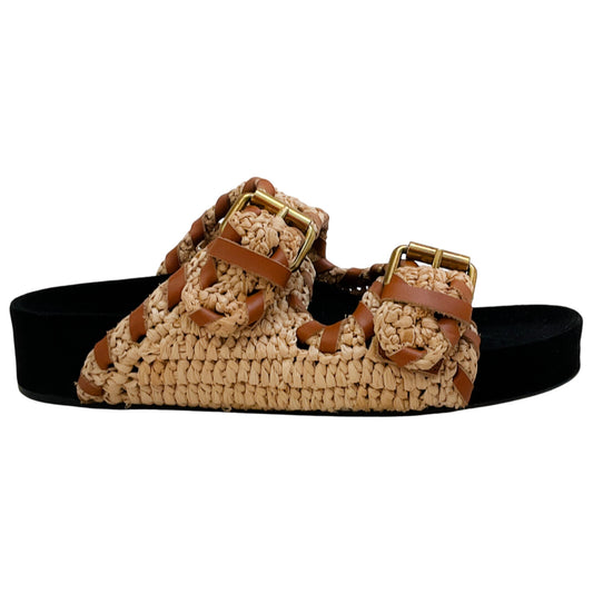 Isabel Marant Natural Raffia / Cognac Trim Lennyo Sandals
