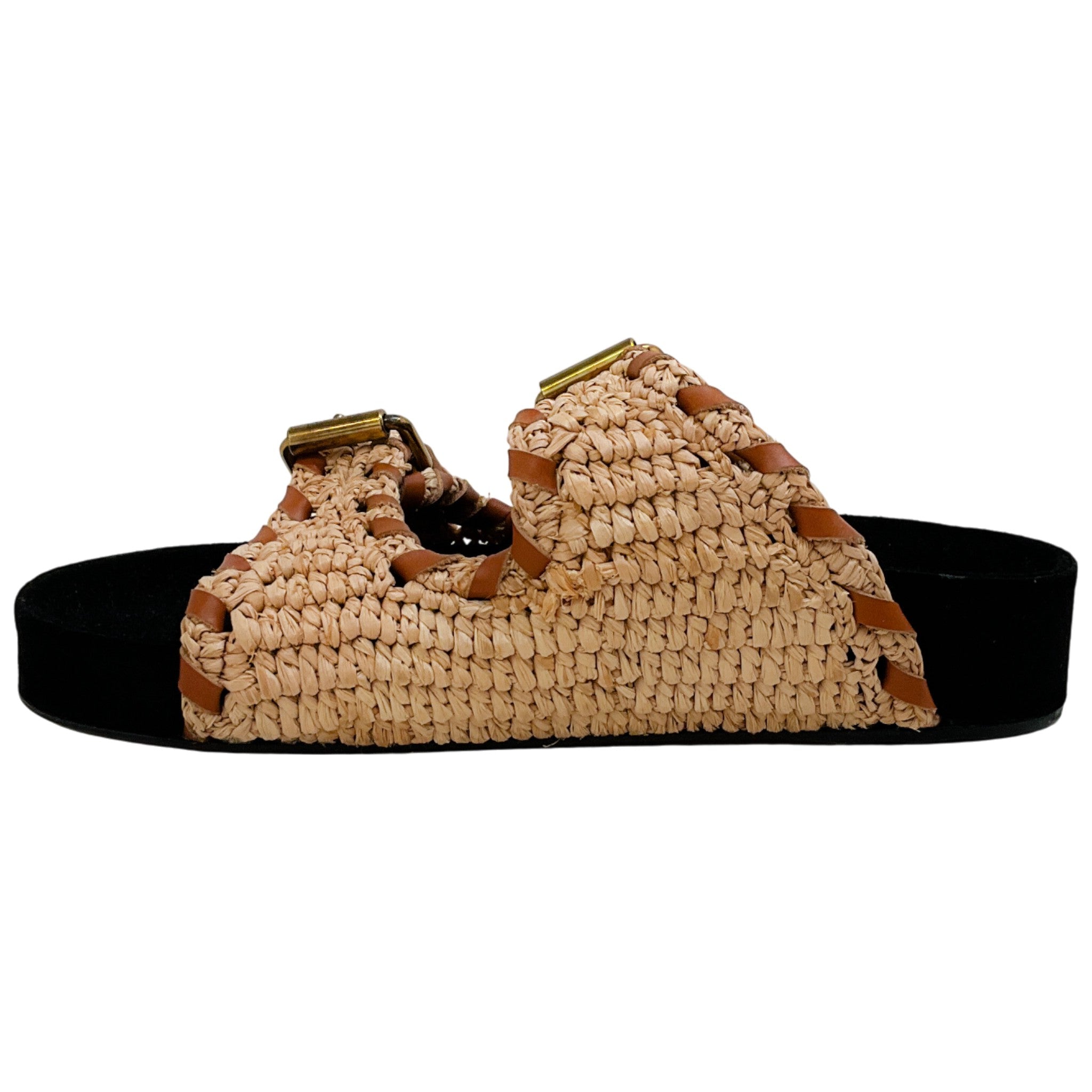 Isabel Marant Natural Raffia / Cognac Trim Lennyo Sandals