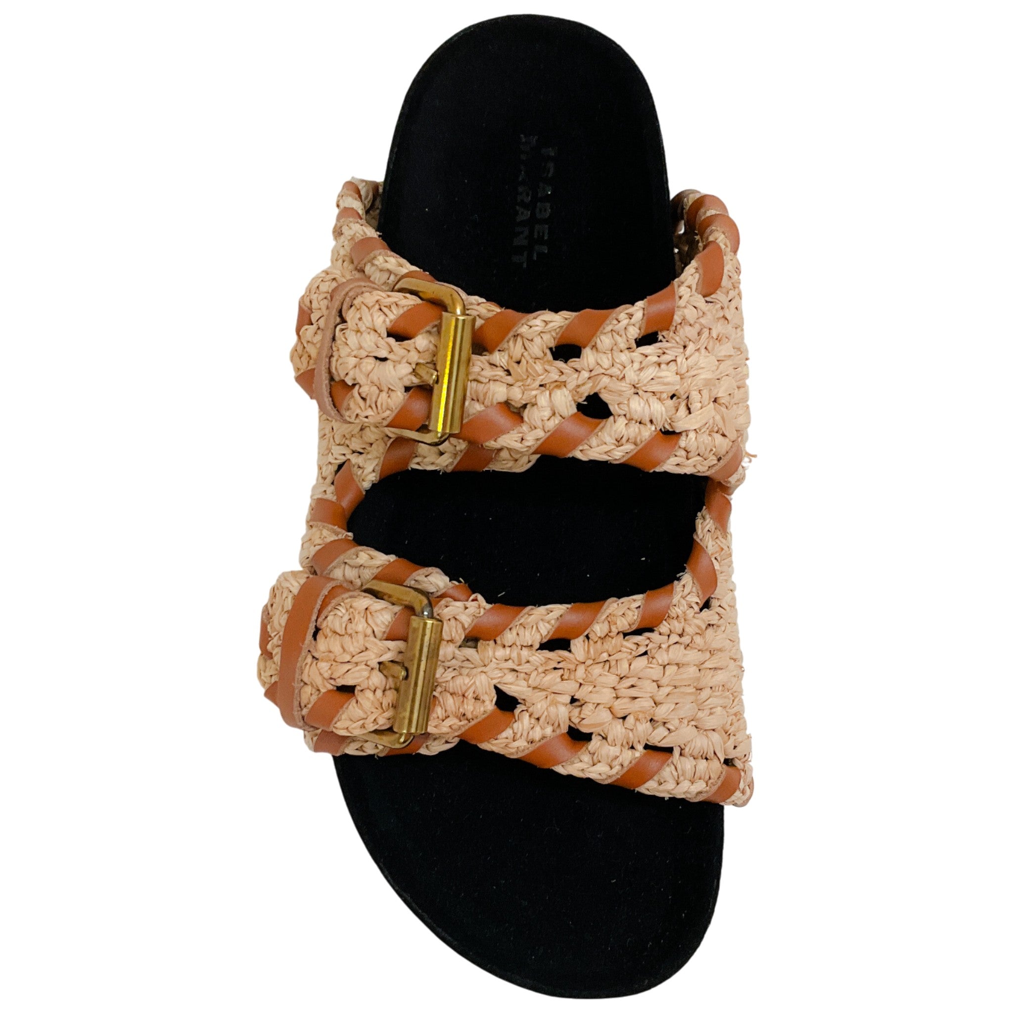 Isabel Marant Natural Raffia / Cognac Trim Lennyo Sandals