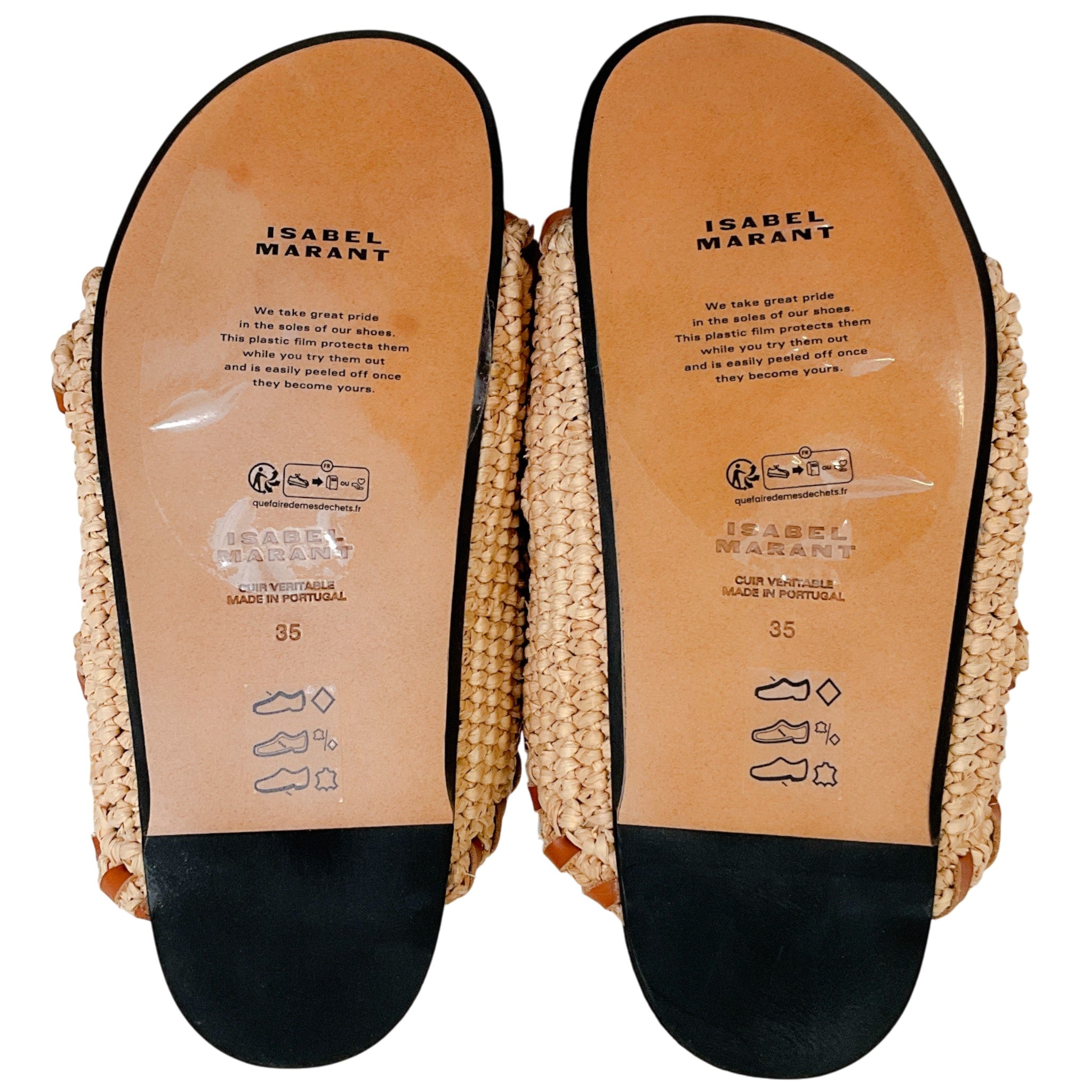 Isabel Marant Natural Raffia / Cognac Trim Lennyo Sandals