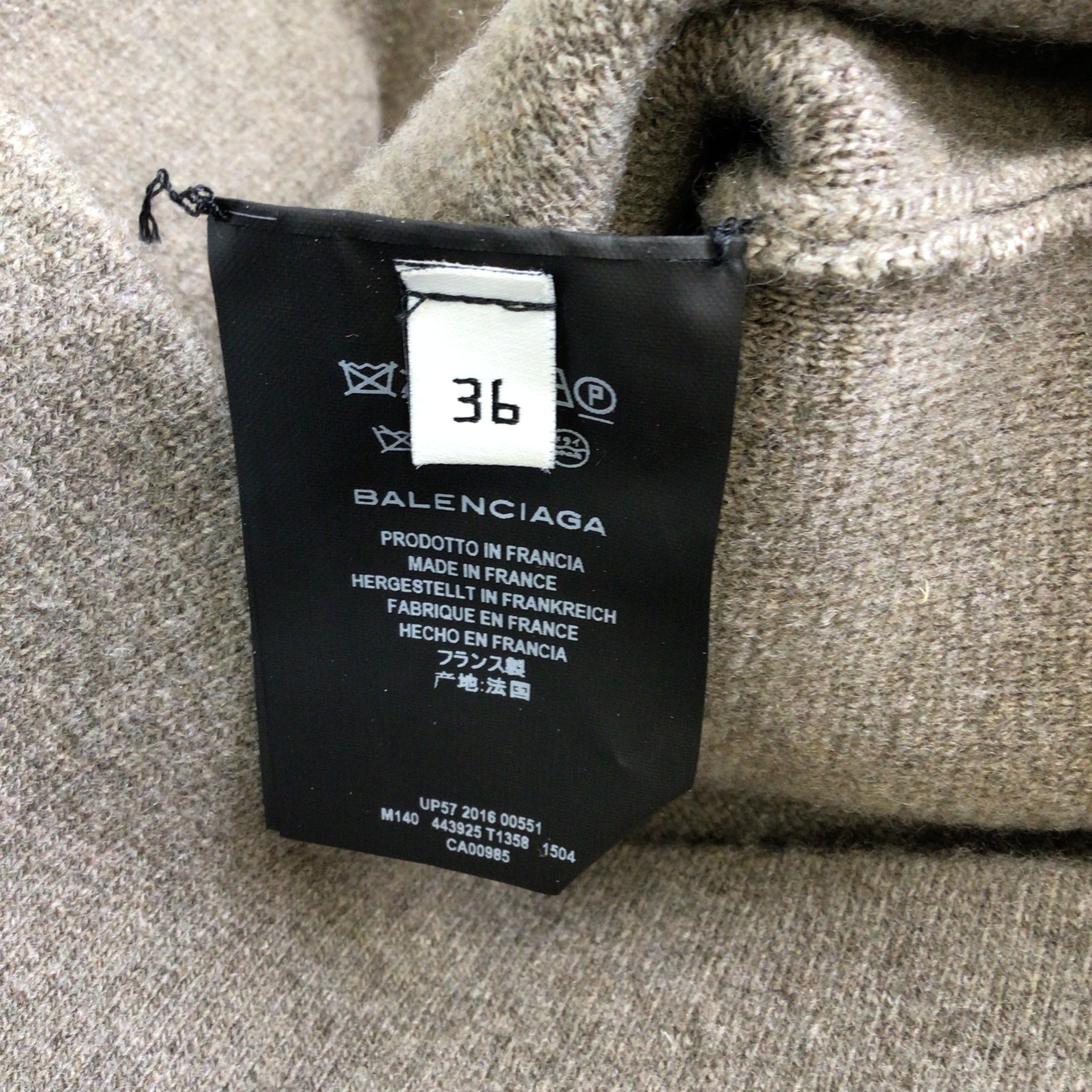 Balenciaga Taupe Short Sleeved Sweetheart Neckline Wool Knit Sweater