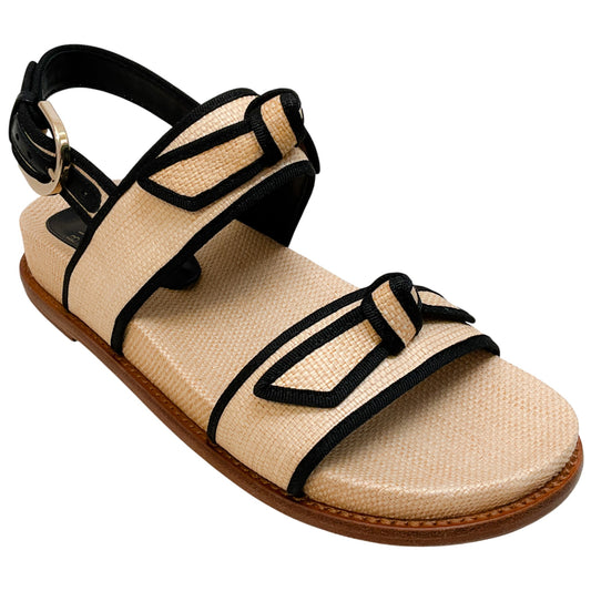 Alexandre Birman Natural Grosgrain Raffia Sport Sandals
