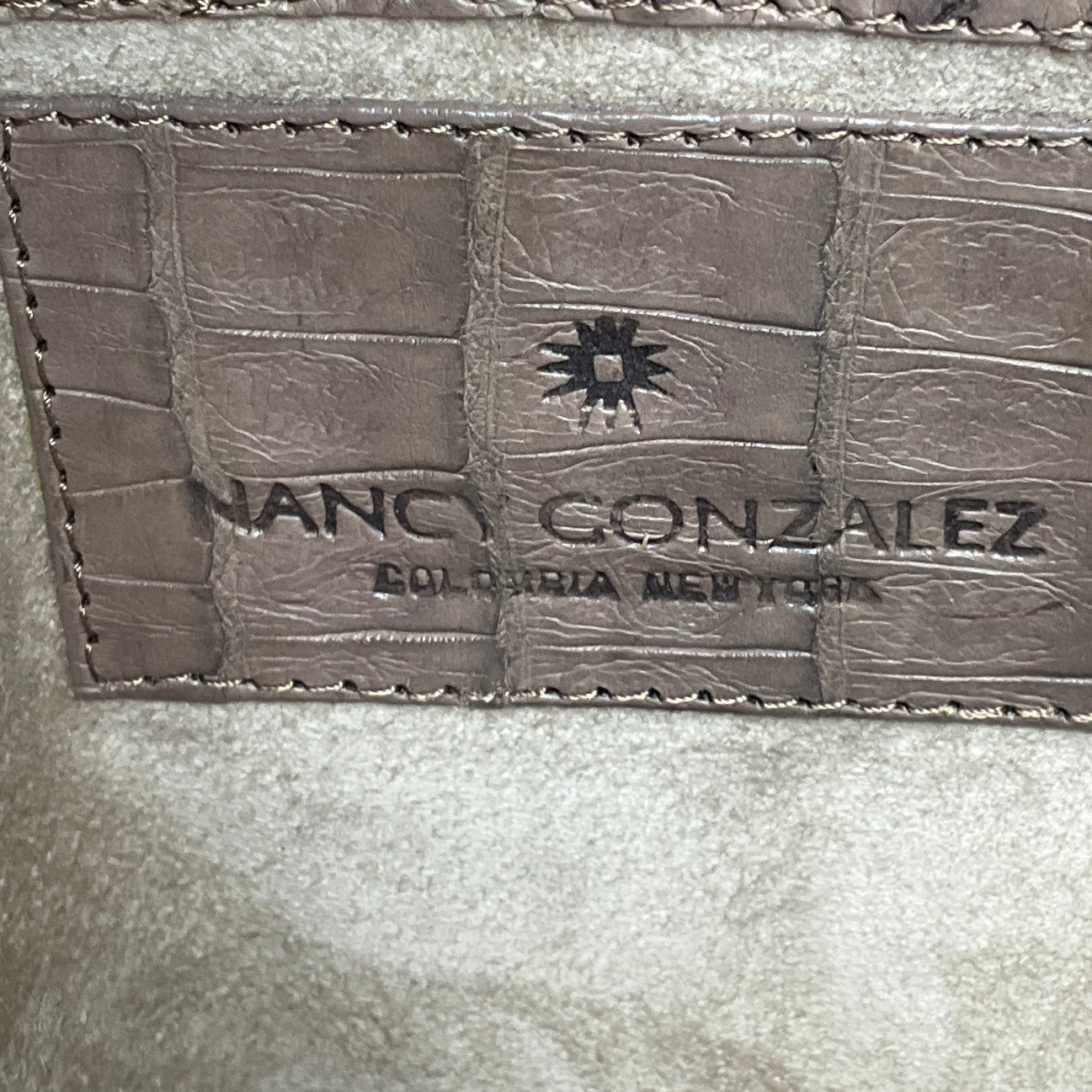 Nancy Gonzalez Taupe Genuine Crocodile Double Top Handle Satchel Handbag
