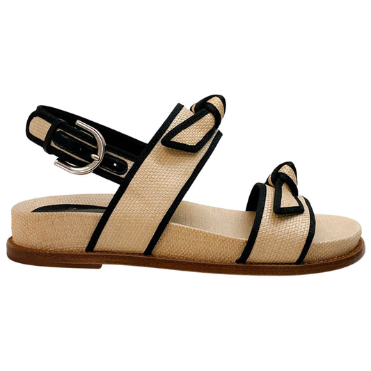 Alexandre Birman Natural Grosgrain Raffia Sport Sandals