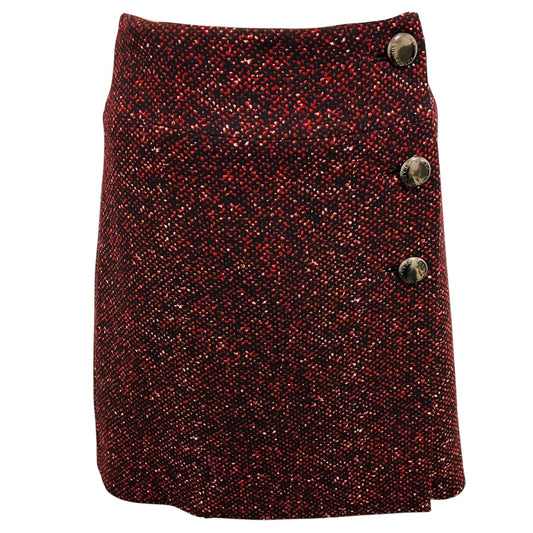 Prada Black / Red Wool Mini Skirt
