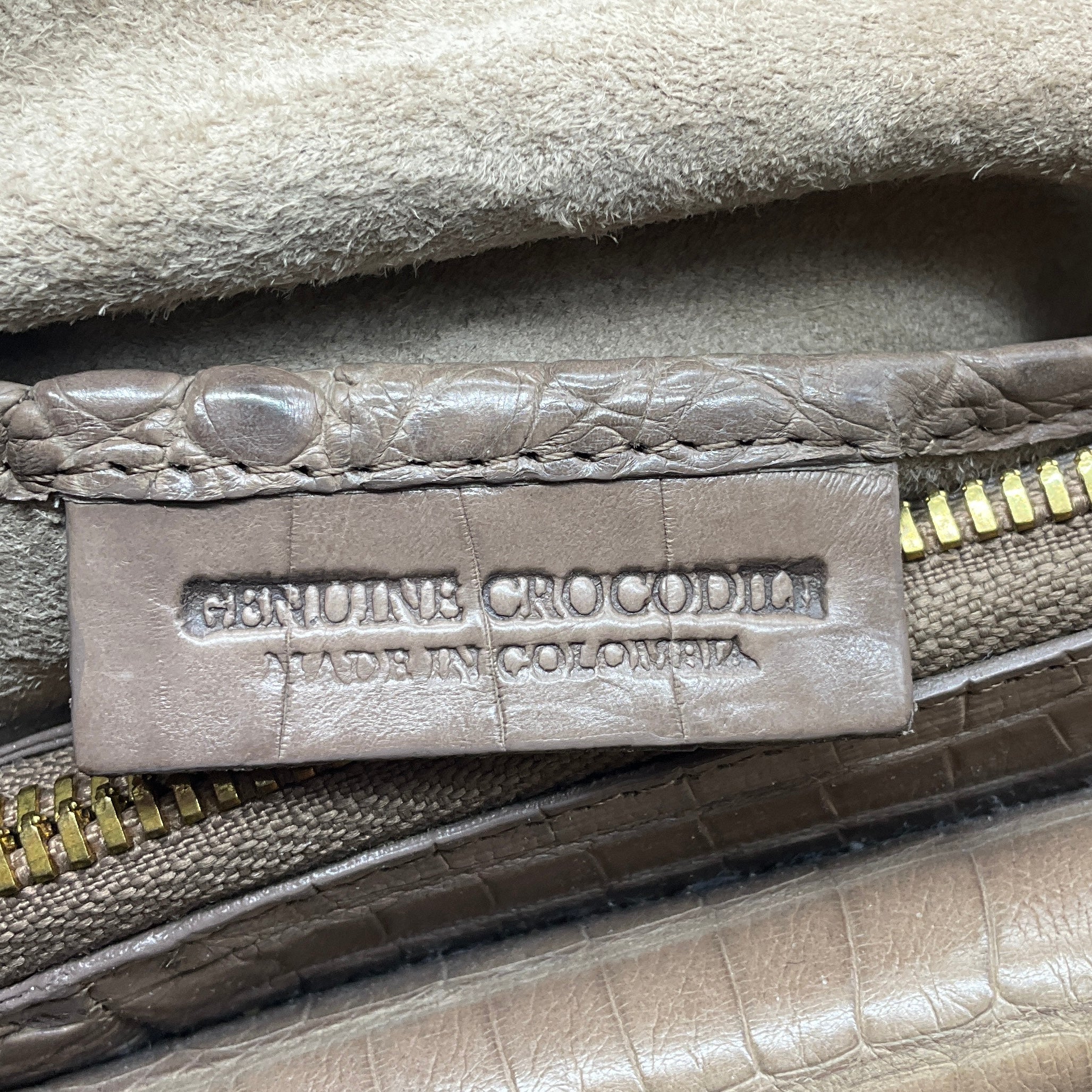 Nancy Gonzalez Taupe Genuine Crocodile Double Top Handle Satchel Handbag