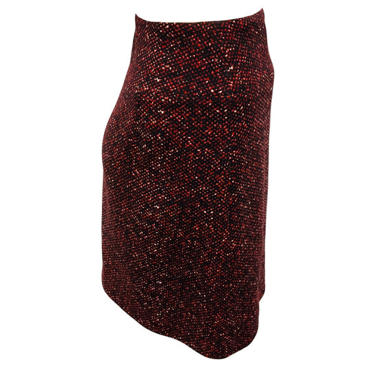 Prada Black / Red Wool Mini Skirt