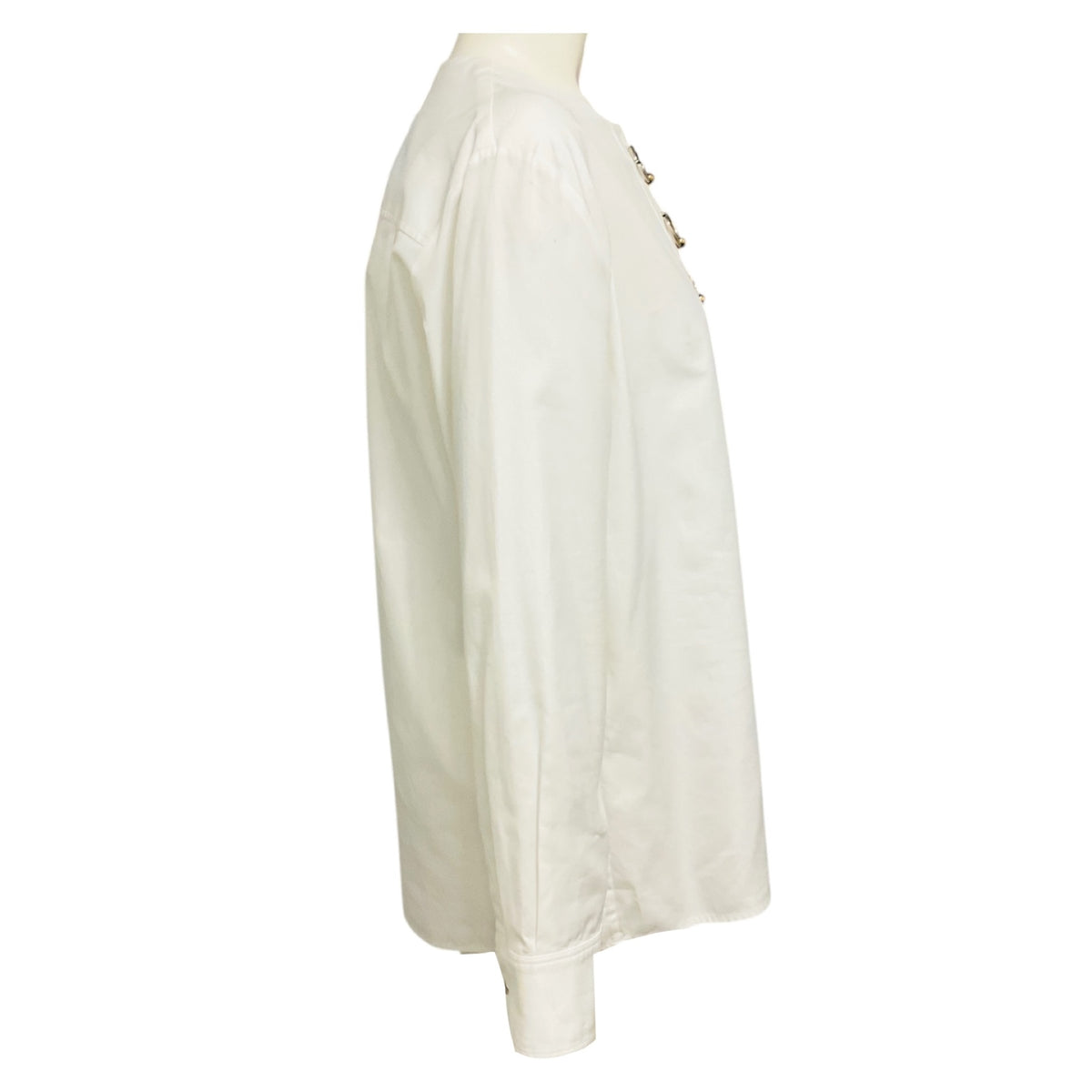 Balenciaga White Long Sleeved Cotton Blouse with Rings