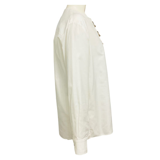 Balenciaga White Long Sleeved Cotton Blouse with Rings