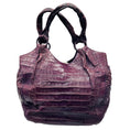 Load image into Gallery viewer, Nancy Gonzalez Purple Genuine Crocodile Double Top Handle Shoulder Bag
