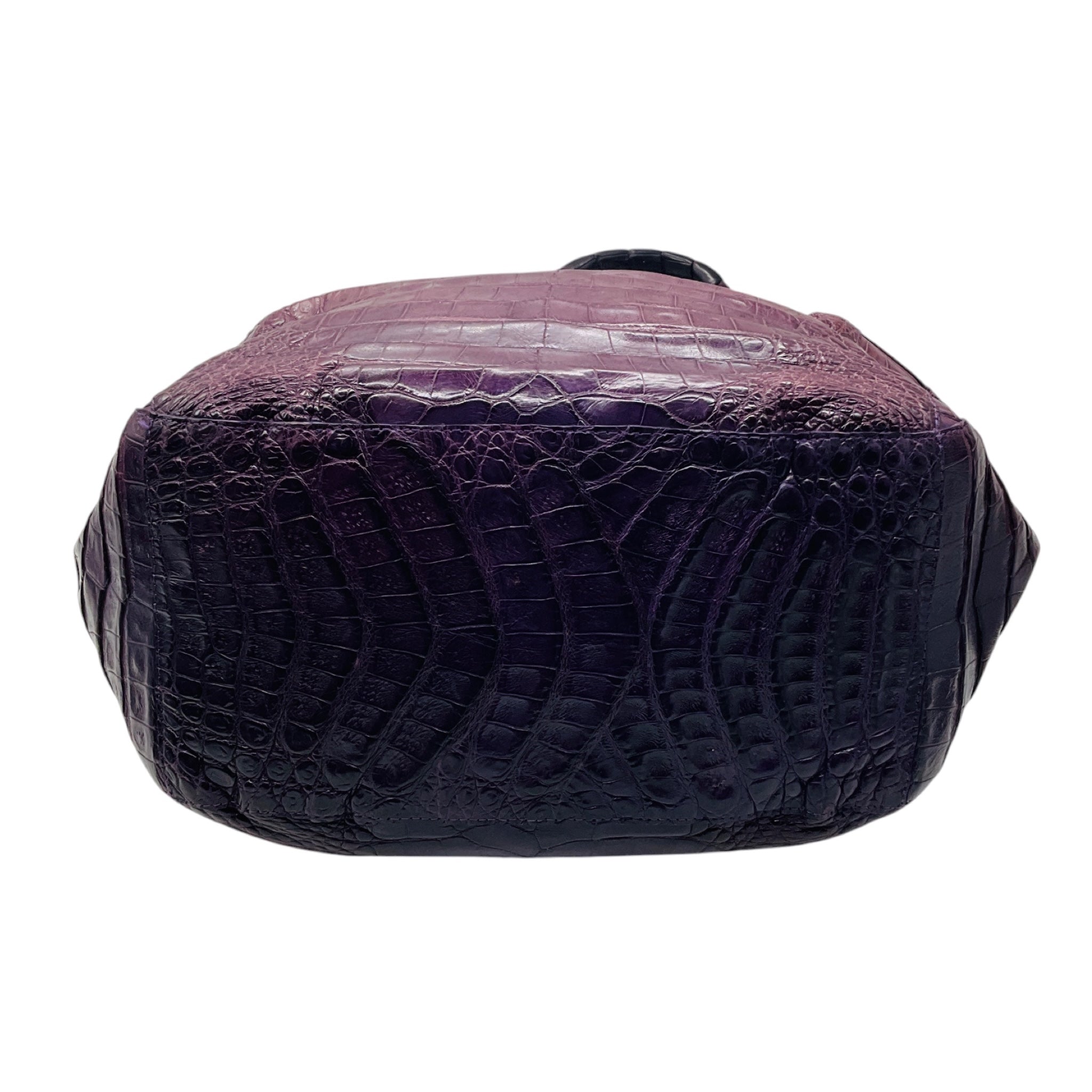 Nancy Gonzalez Purple Genuine Crocodile Double Top Handle Shoulder Bag
