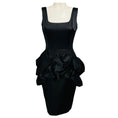 Load image into Gallery viewer, Marchesa Black Bead Embellished Ruffled Sleeveless Satin Cocktail Dress
