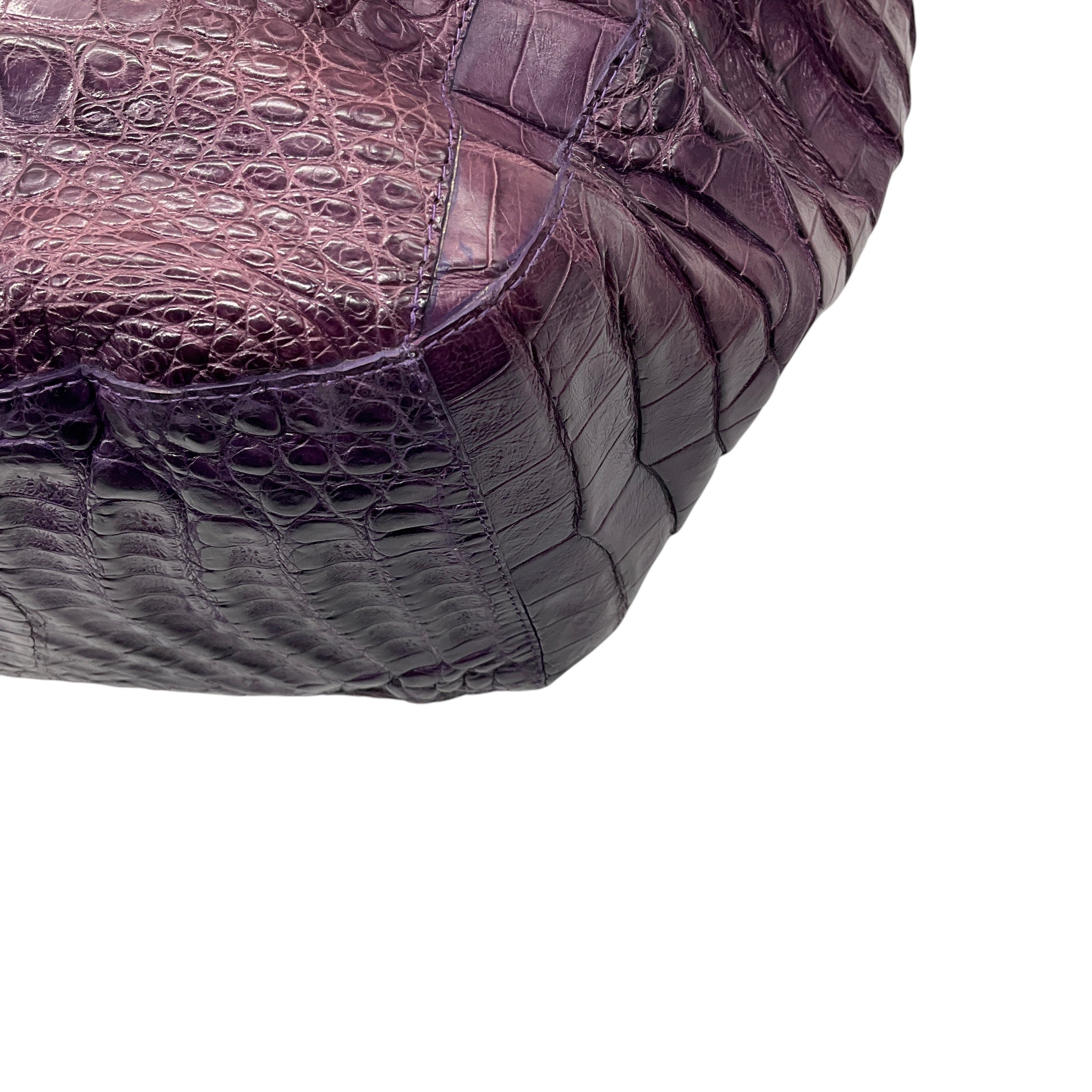 Nancy Gonzalez Purple Genuine Crocodile Double Top Handle Shoulder Bag