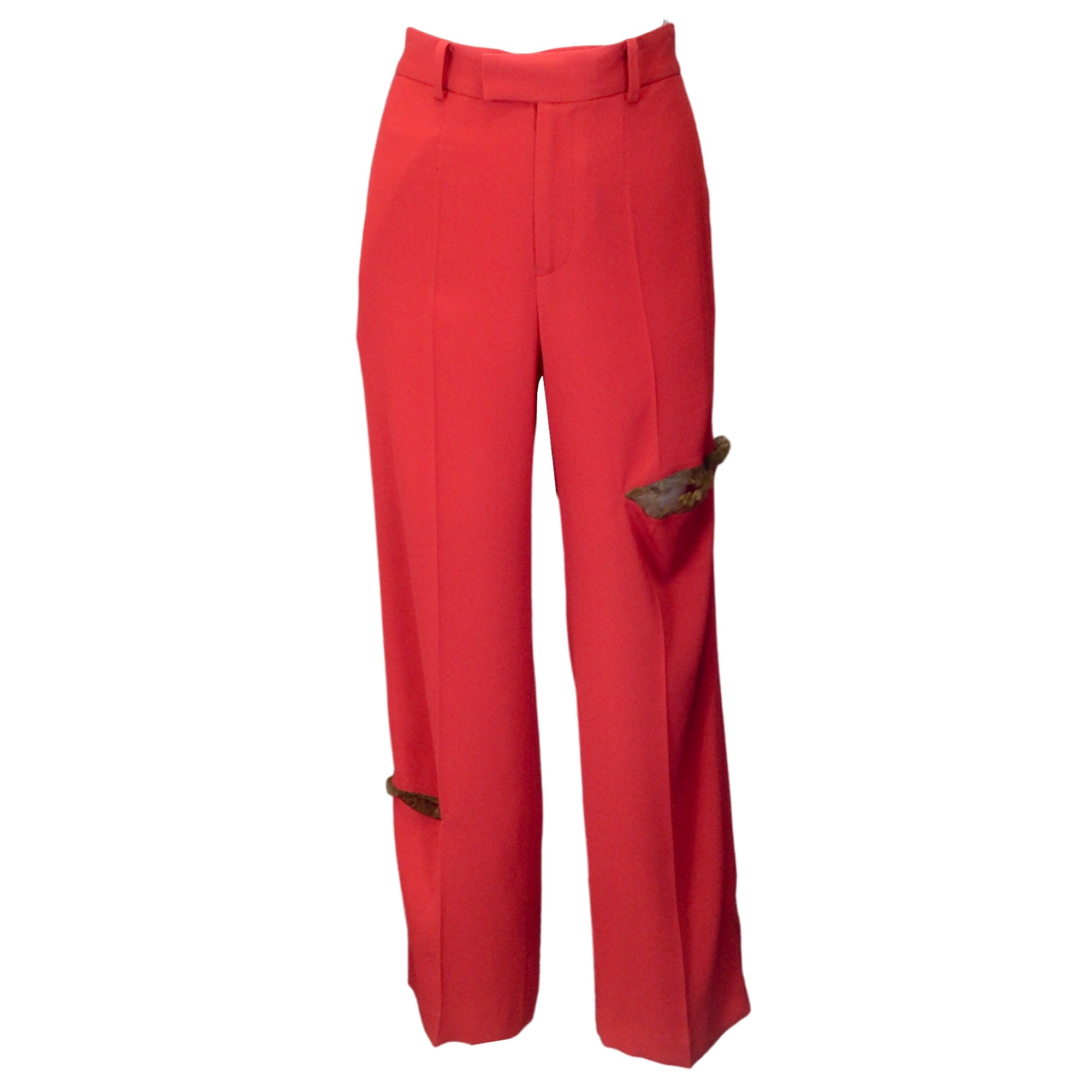 Undercover by Jun Takahashi Red / Tan Lace Trimmed Crepe Trousers