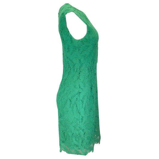 Emilio Pucci Green Sleeveless Leaf Lace Dress