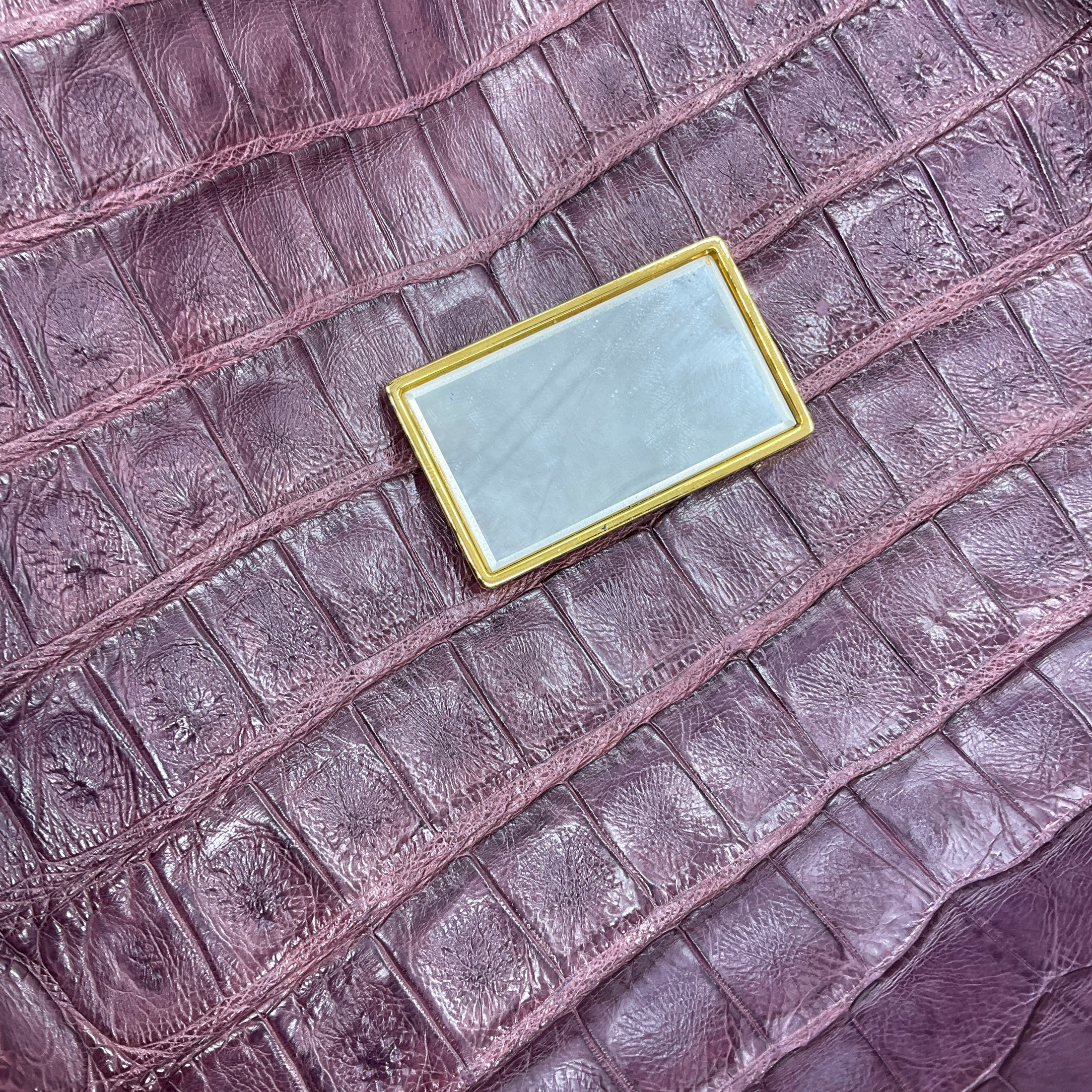 Nancy Gonzalez Purple Genuine Crocodile Double Top Handle Shoulder Bag