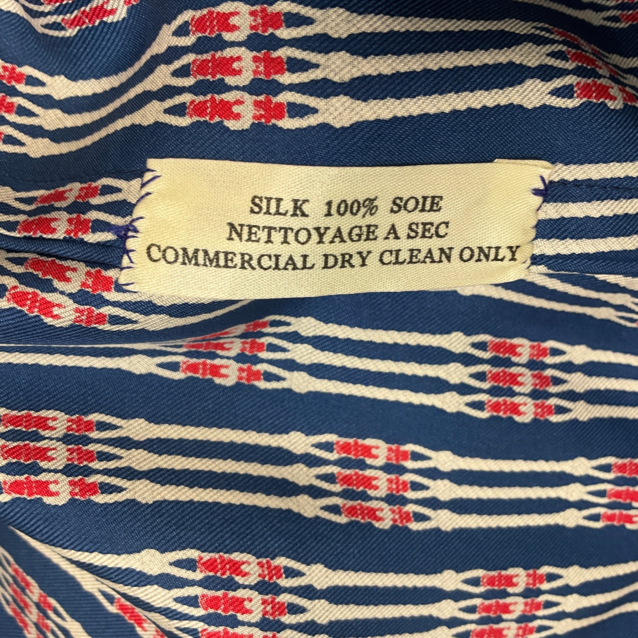 Hermes Vintage Blue / Red Rope and Belt Print Silk Robe with Belt