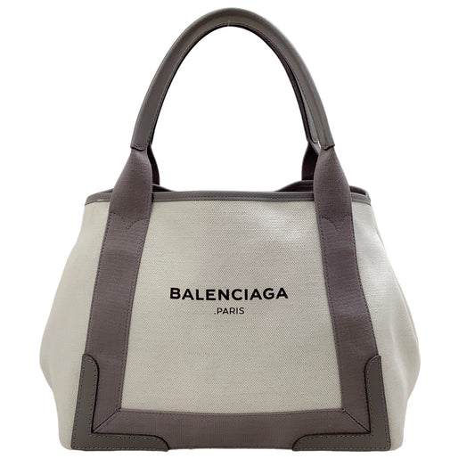 Balenciaga Grey / Ivory Canvas Logo Cabas Tote