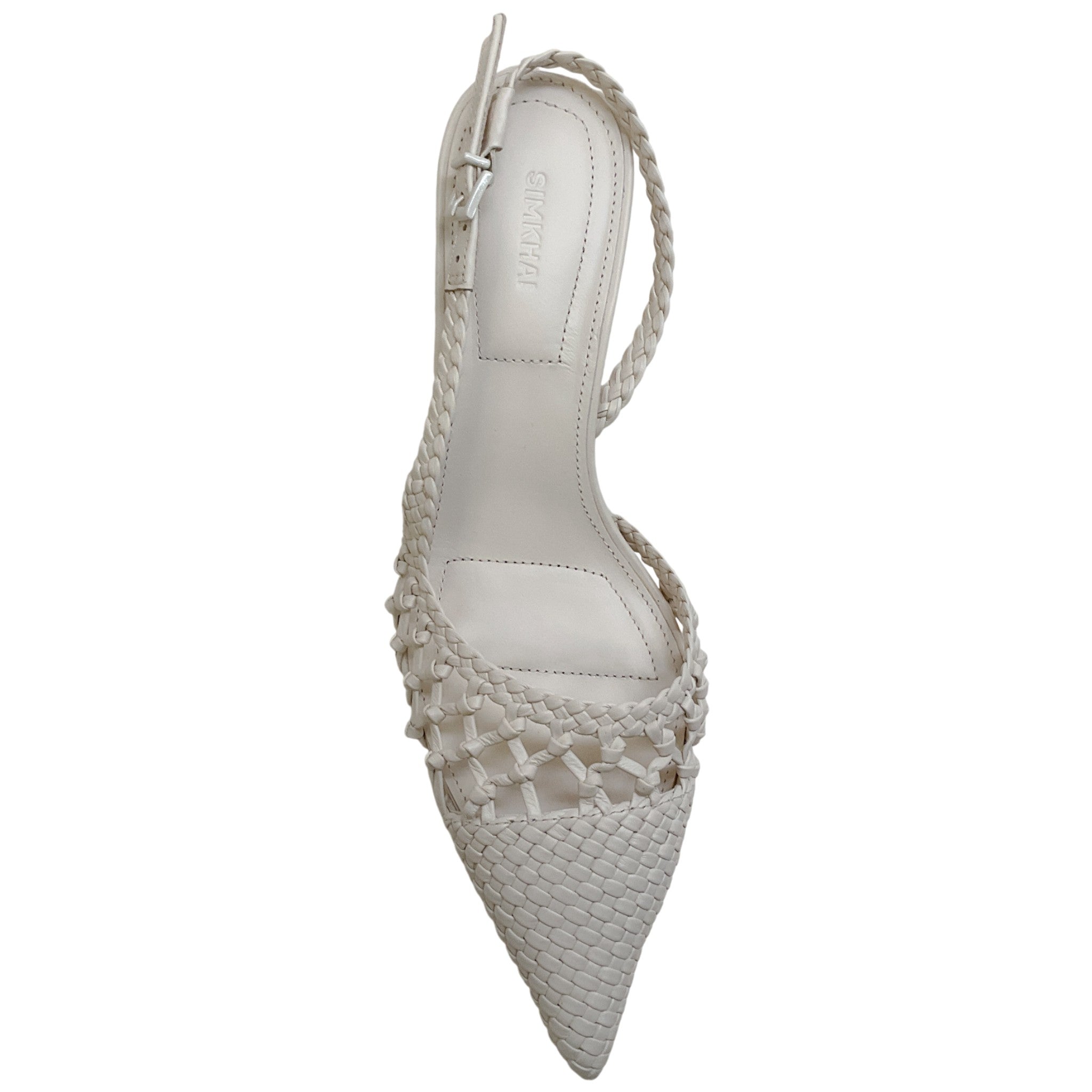 Jonathan Simkhai Ivory Leather Open Weave Slingback Pumps