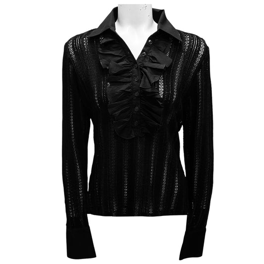 Anne Fontaine Black Ruffled Amelie Blouse
