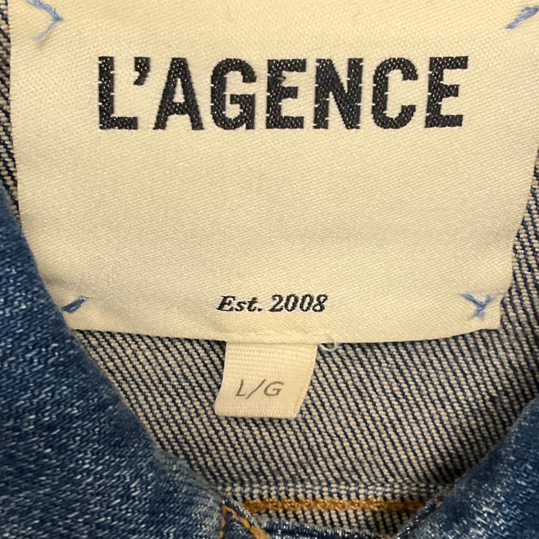 L'Agence Blue Authentique Slim Raw Hem Janelle Jean Jacket