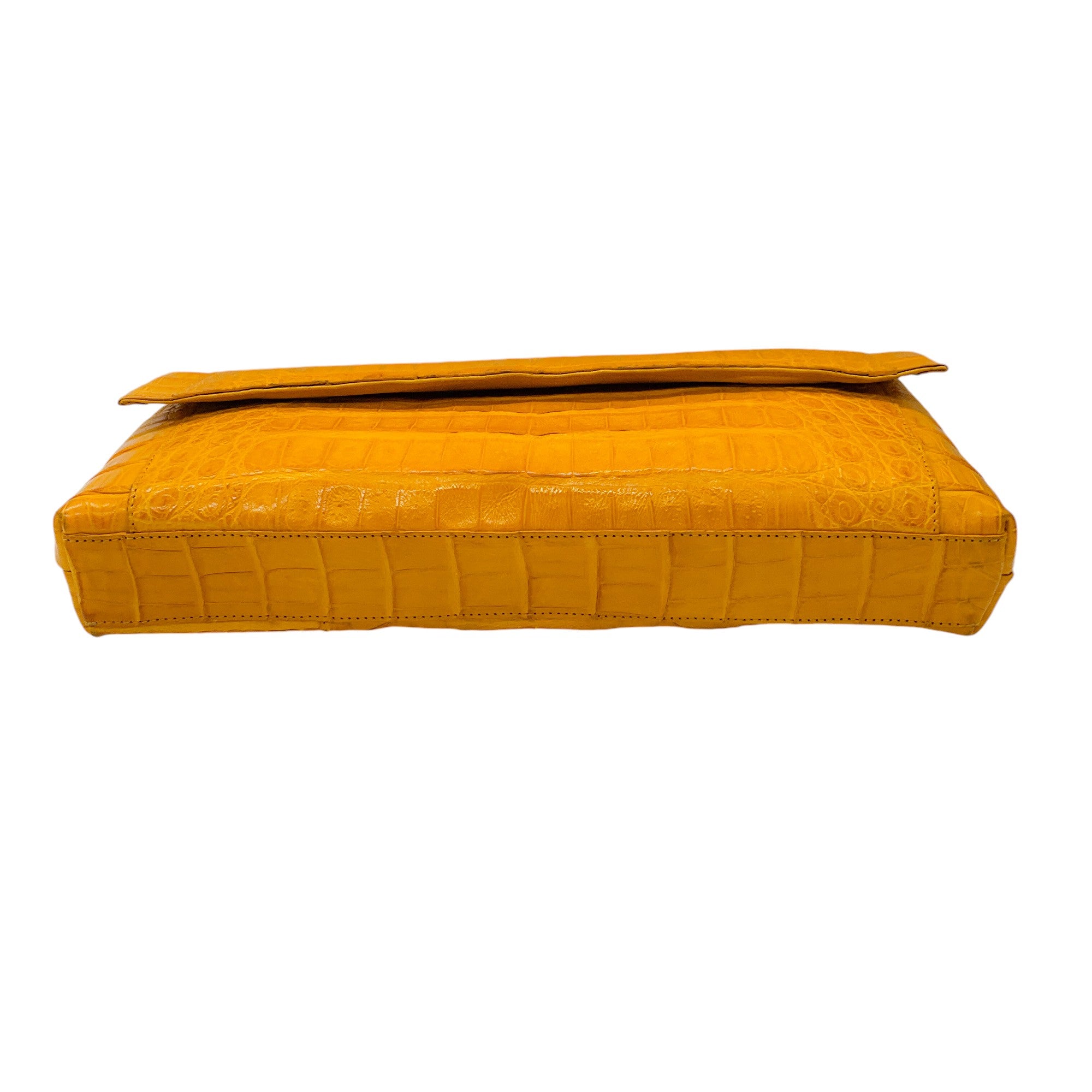 Nancy Gonzalez Mustard Yellow Crocodile Skin Leather Clutch