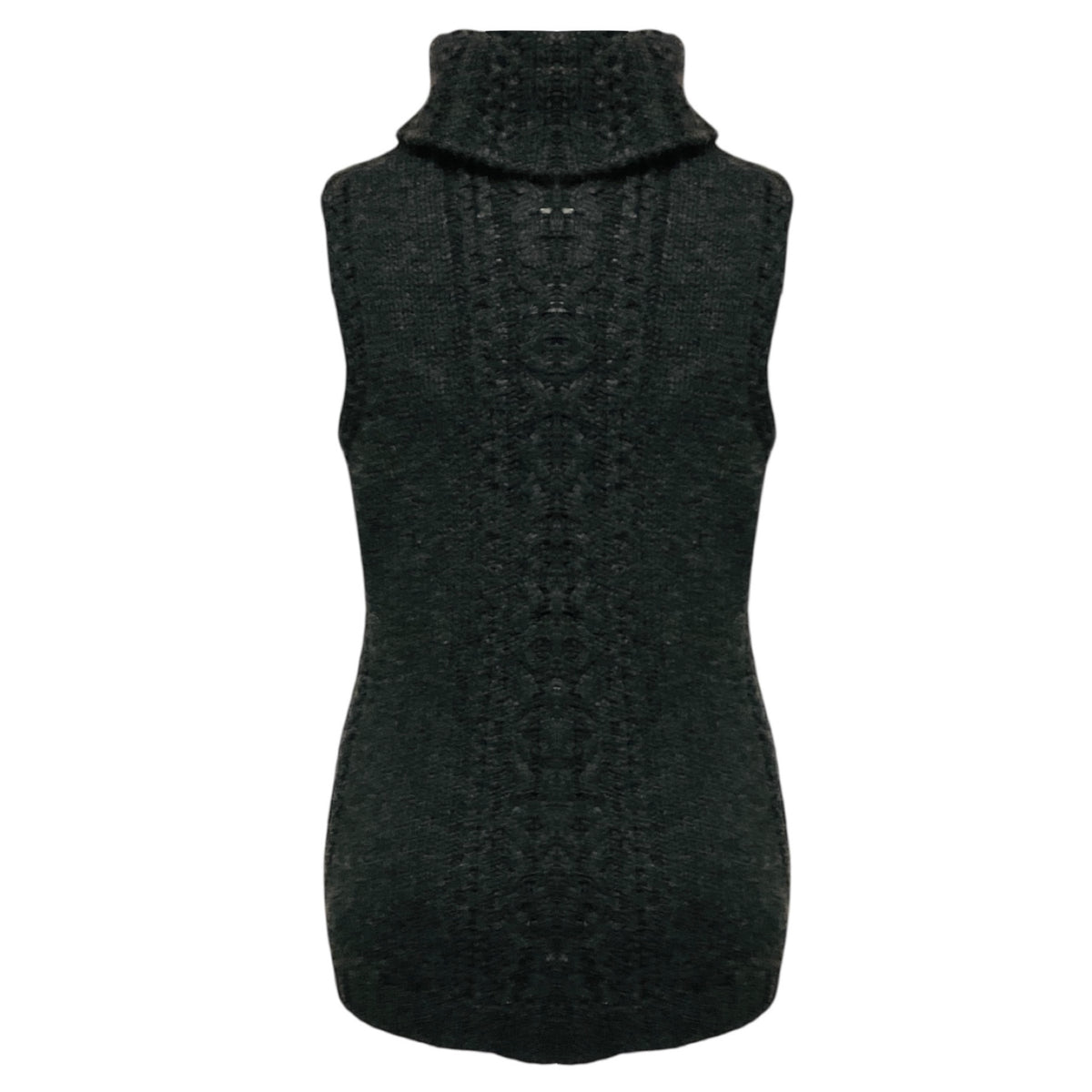 Oscar de la Renta Charcoal Grey Sleeveless Cashmere Knit Turtleneck Sweater