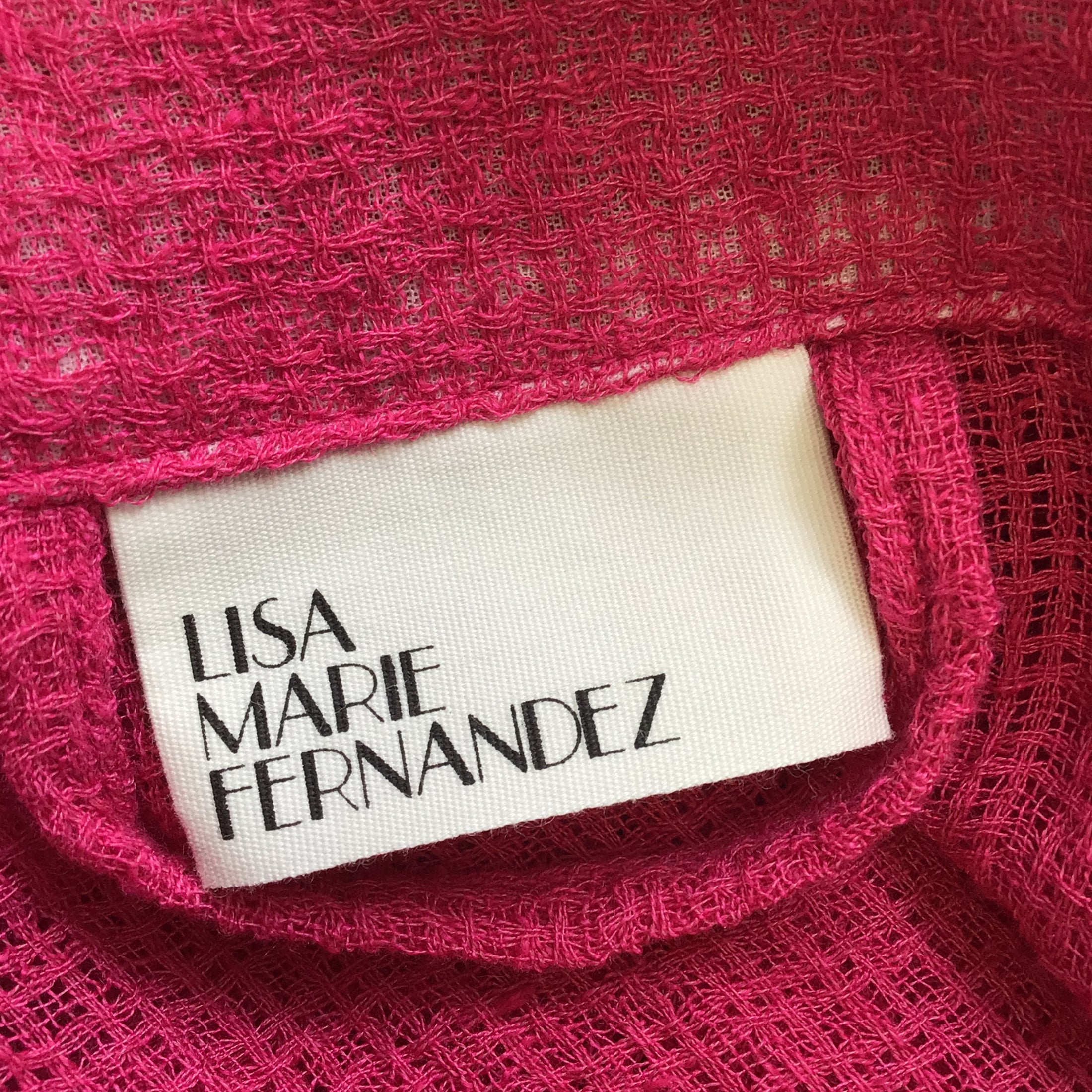 Lisa Marie Fernandez Fuchsia Pink Ruffled Linen Midi Dress