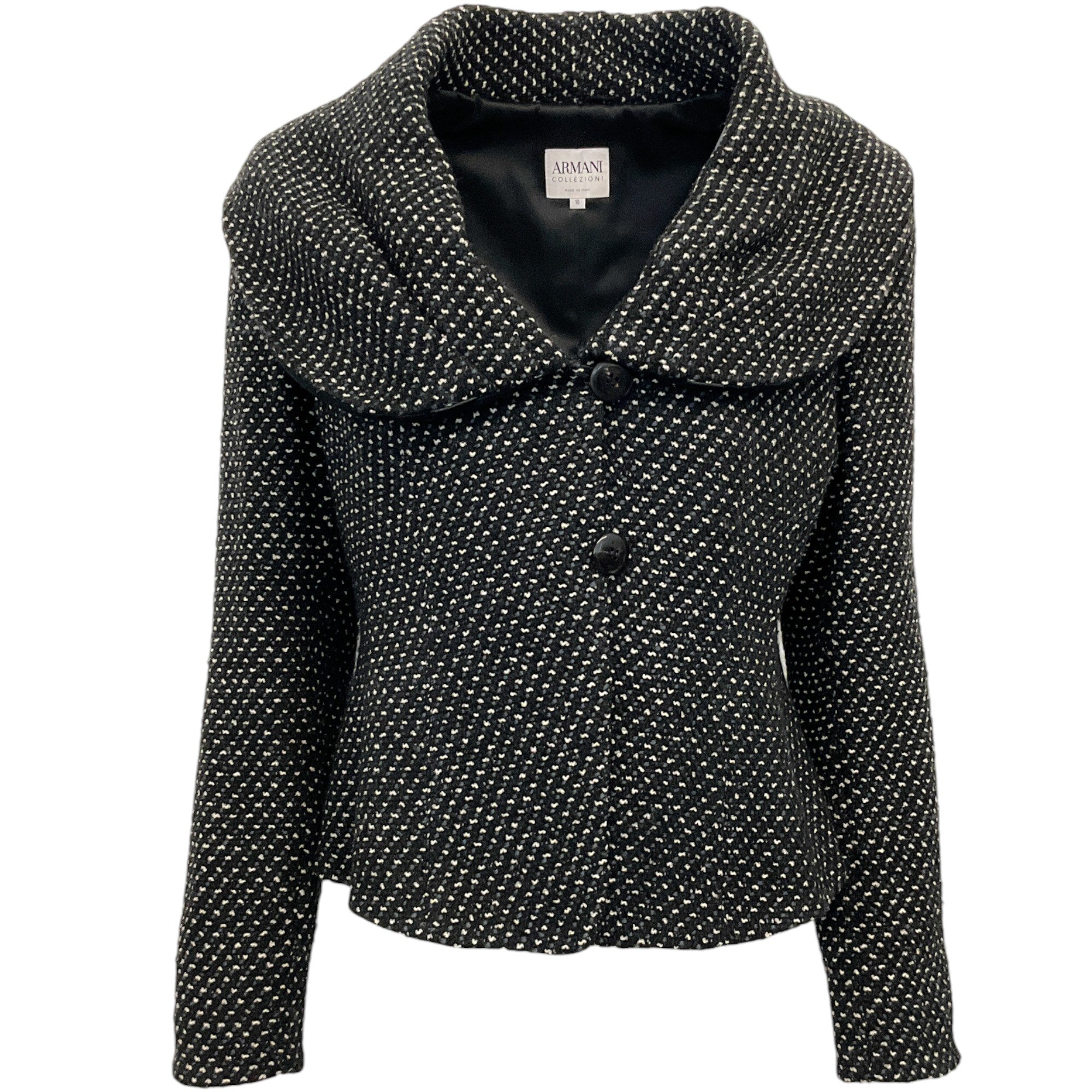 Armani Collezioni Grey / Black Tweed Shawl Collar Jacket