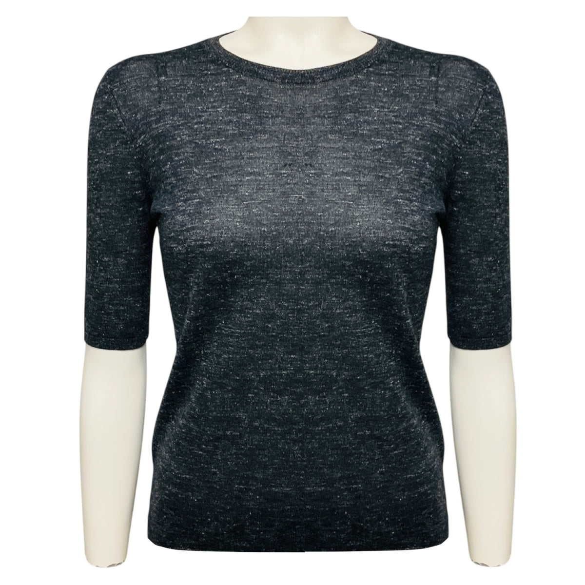 Gabriela Hearst Charcoal Grey Chryse Short Sleeved Crewneck Sweater