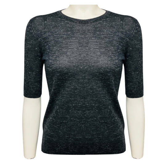 Gabriela Hearst Charcoal Grey Chryse Short Sleeved Crewneck Sweater