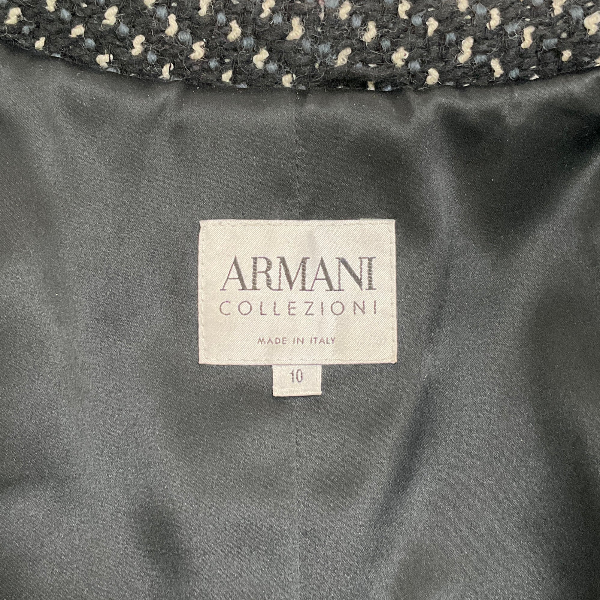 Armani Collezioni Grey / Black Tweed Shawl Collar Jacket