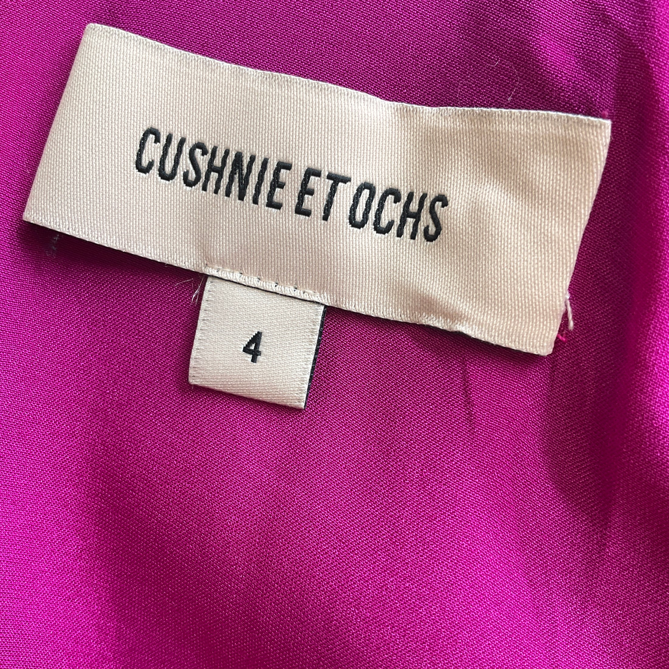 Cushnie et Ochs Magenta Fringed Cocktail Dress