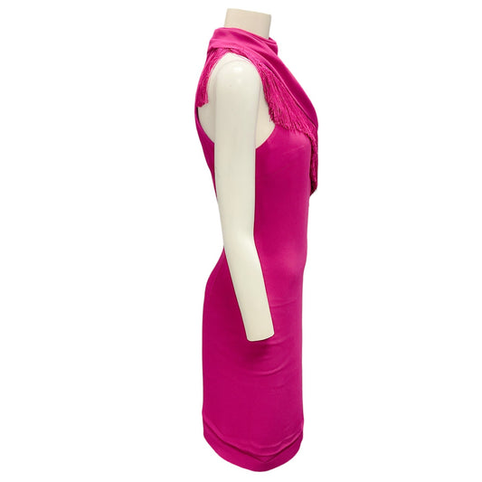 Cushnie et Ochs Magenta Fringed Cocktail Dress