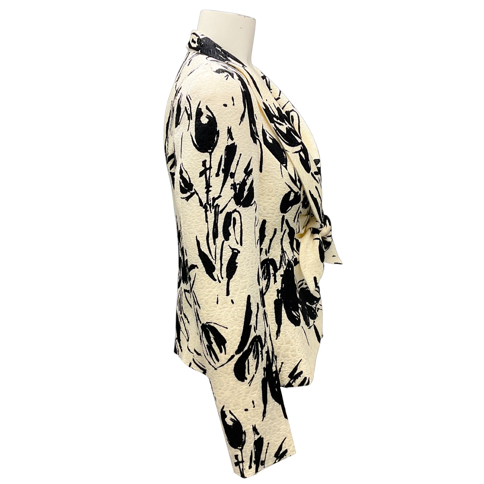 Armani Collezioni Ivory / Black Floral Wool and Silk Jacket