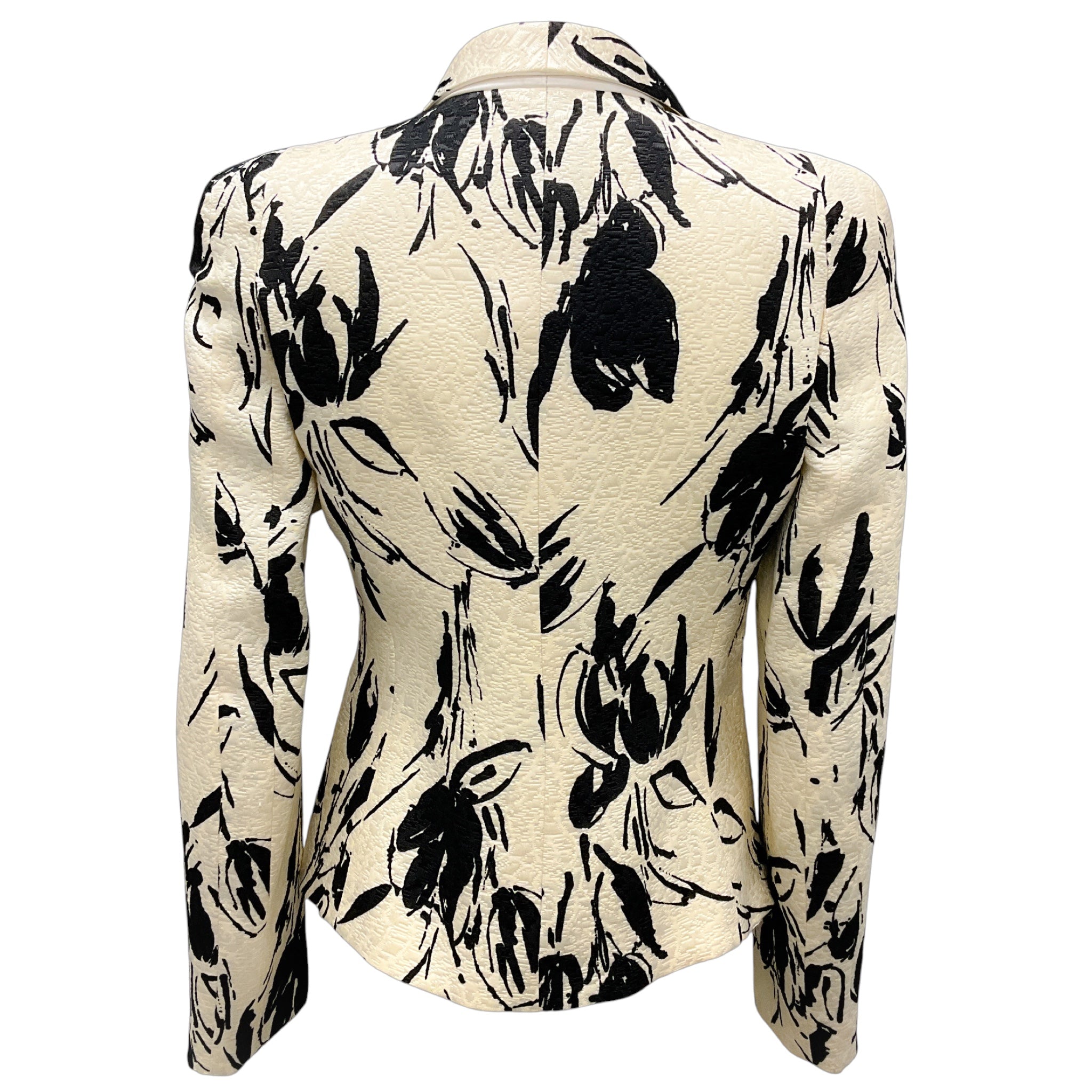 Armani Collezioni Ivory / Black Floral Wool and Silk Jacket