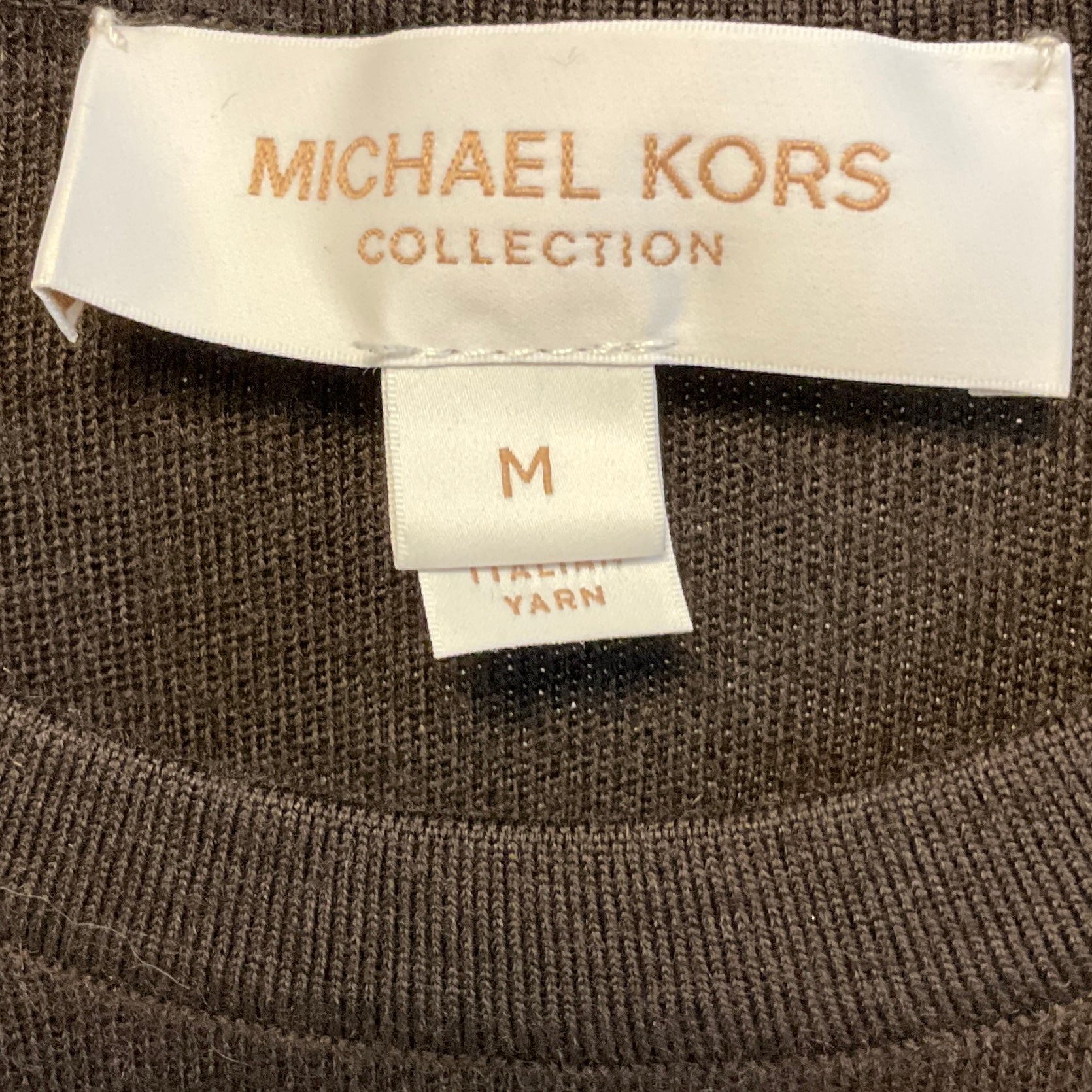 Michael Kors Collection Chocolate Brown Cashmere Short Sleeve Sweater