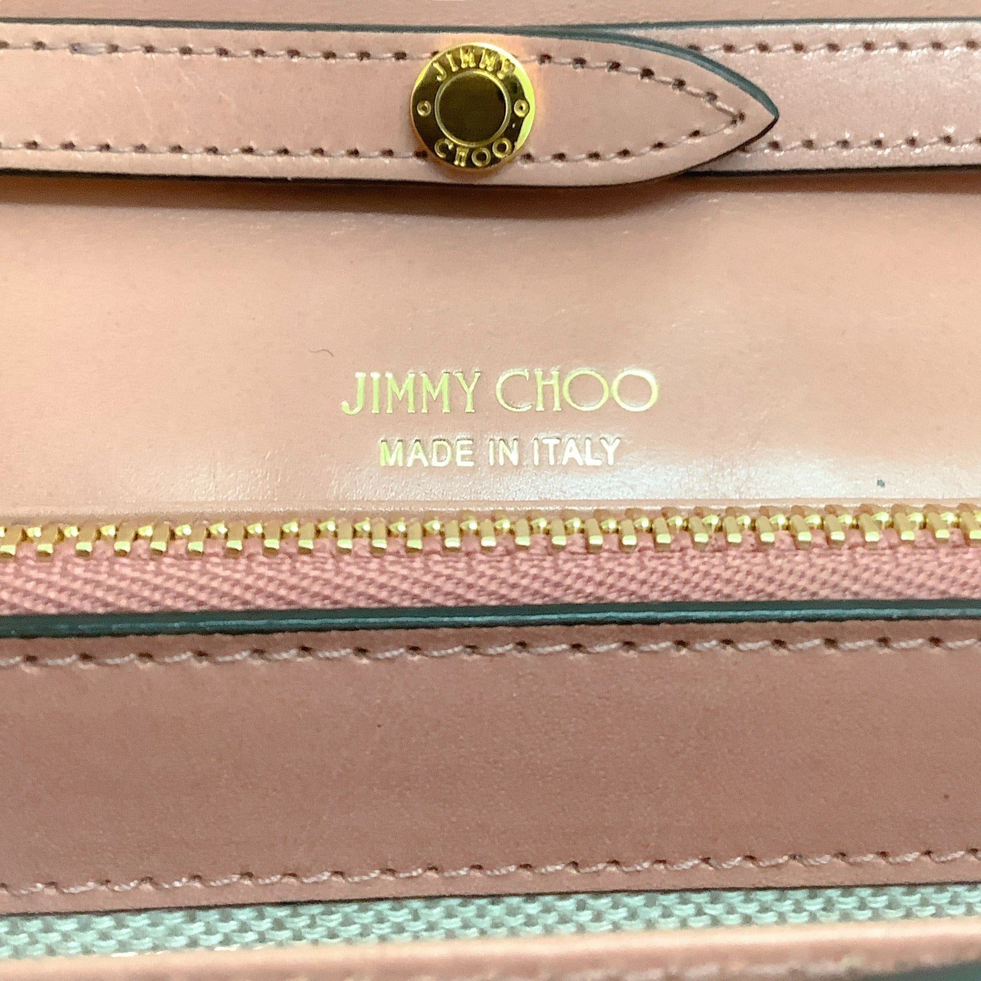 Jimmy Choo Pink Leather Wallet on Chain with Gold Chain Strap