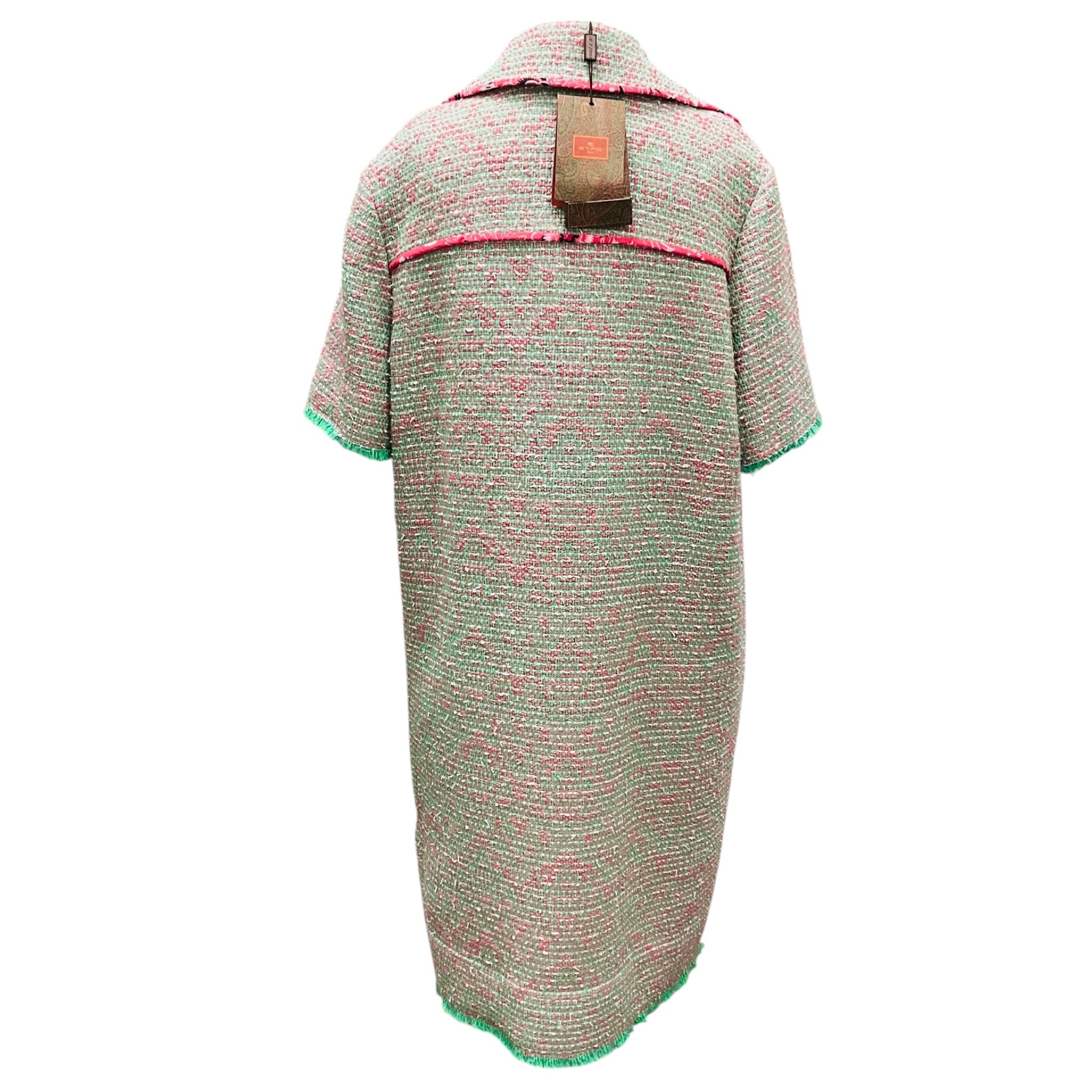 Etro Green / Pink Wool and Cotton Tweed Polo Dress