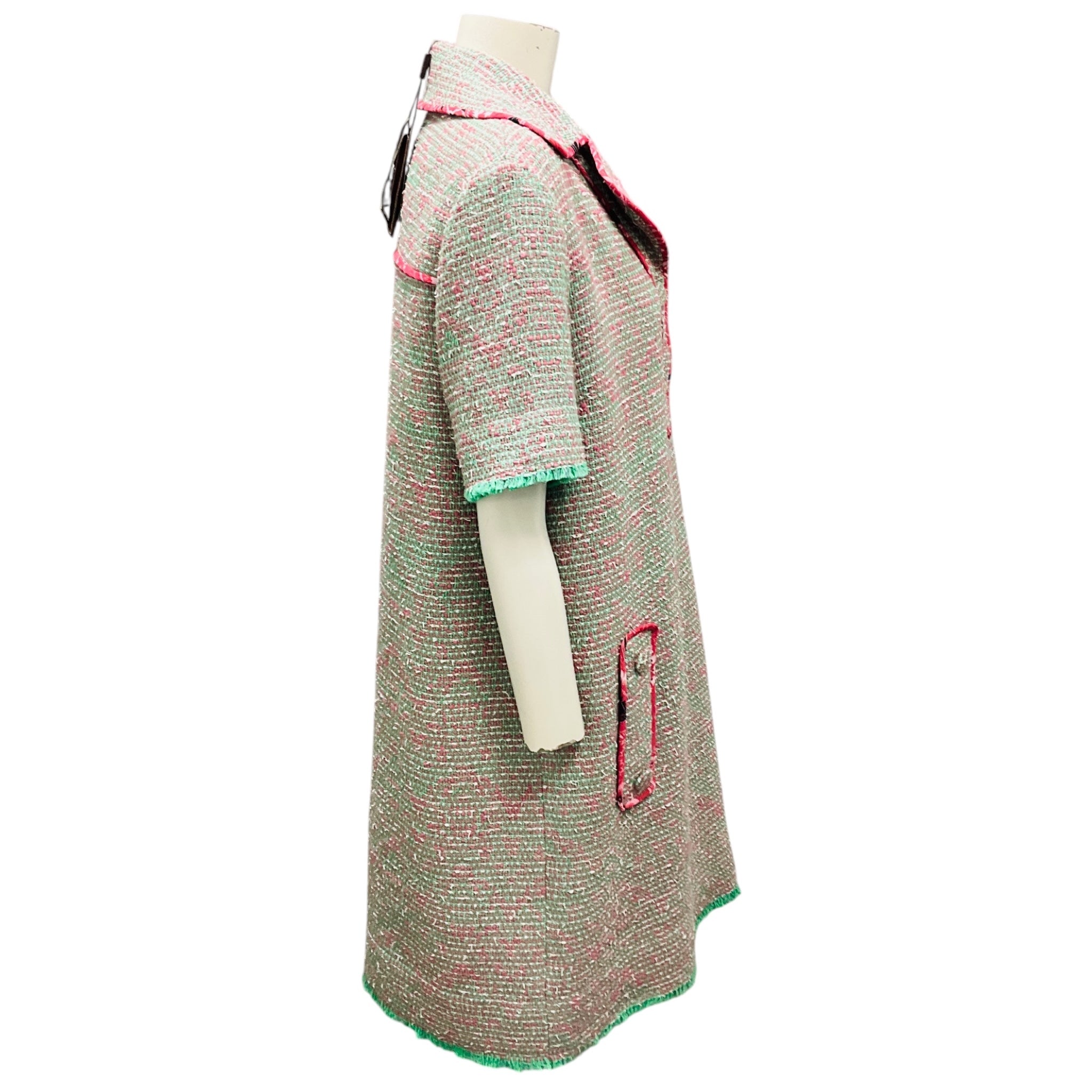 Etro Green / Pink Wool and Cotton Tweed Polo Dress