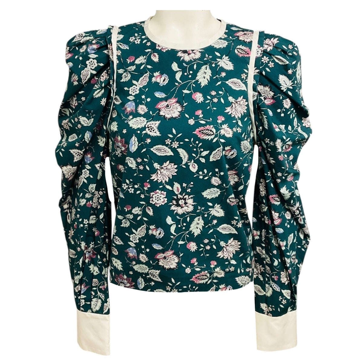 Isabel Marant Dark Green Multi Celwood Cotton Top