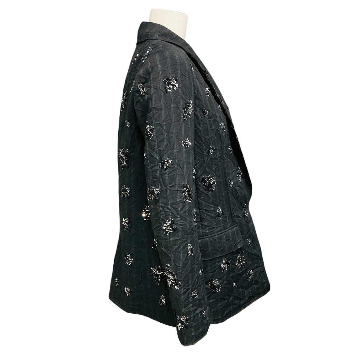 Simkhai Charcoal Grey Stripe Murphy Embellished Blazer