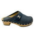 Load image into Gallery viewer, Chanel Blue 2014 Interlocking CC Logo Distressed Leather Clogs
