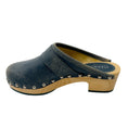 Load image into Gallery viewer, Chanel Blue 2014 Interlocking CC Logo Distressed Leather Clogs
